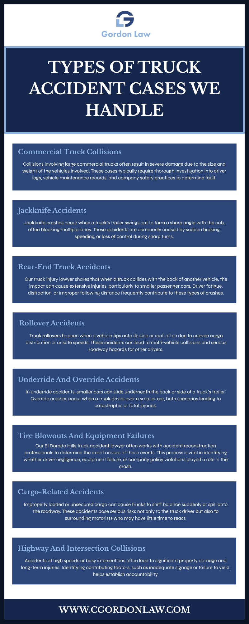 Types Of Truck Accident Cases We Handle Infographic