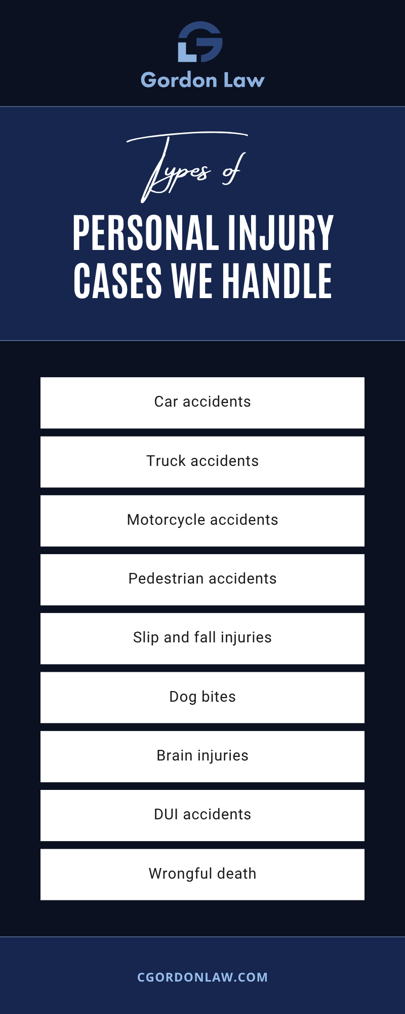 Personal Injury Cases We Handle Infographic